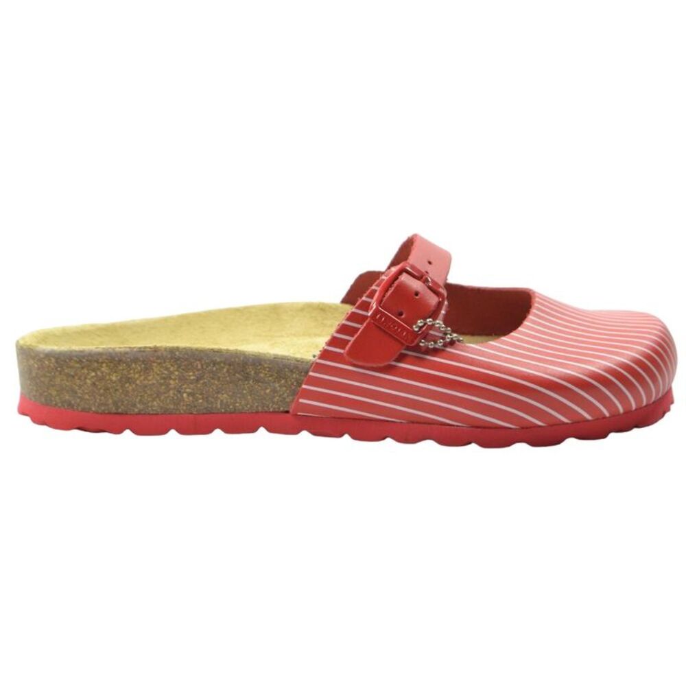 Sanosan Womens/Ladies Florencia Stripe Leather Sandals / Red